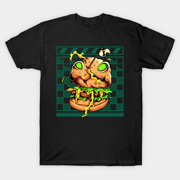 Creepy Monster Burger T-Shirt by Ihsanmtsm Illustration